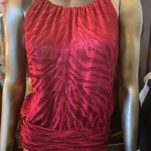 White House Black Market Red Textured Sleeveless Camisole